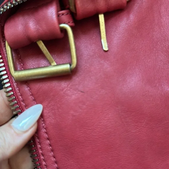 Balmain Red Leather Moto Jacket